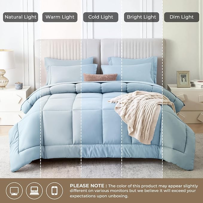 Sasttie Queen Comforter Set, 7 Pieces Bed in a Bag Queen, Complete Bedding Set - Image 8