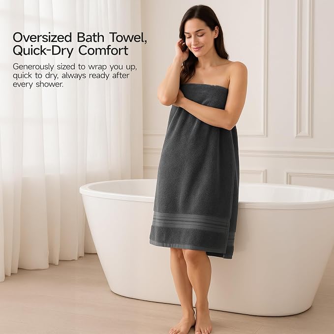 REDKISS 100% Cotton Bath Towels Set of 4, Extra Large Bath Sheets 27 X 59 Inches - Image 5