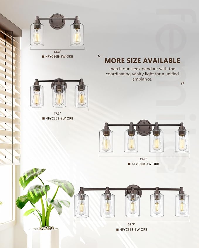 FEMILA Bathroom Vanity Light Fixture, 4-Light Farmhouse Wall Vanity Lights - Image 7