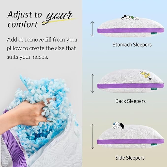 BETU Cooling Pillow Queen Size, Shredded Memory Foam Cool Pillow - Image 6