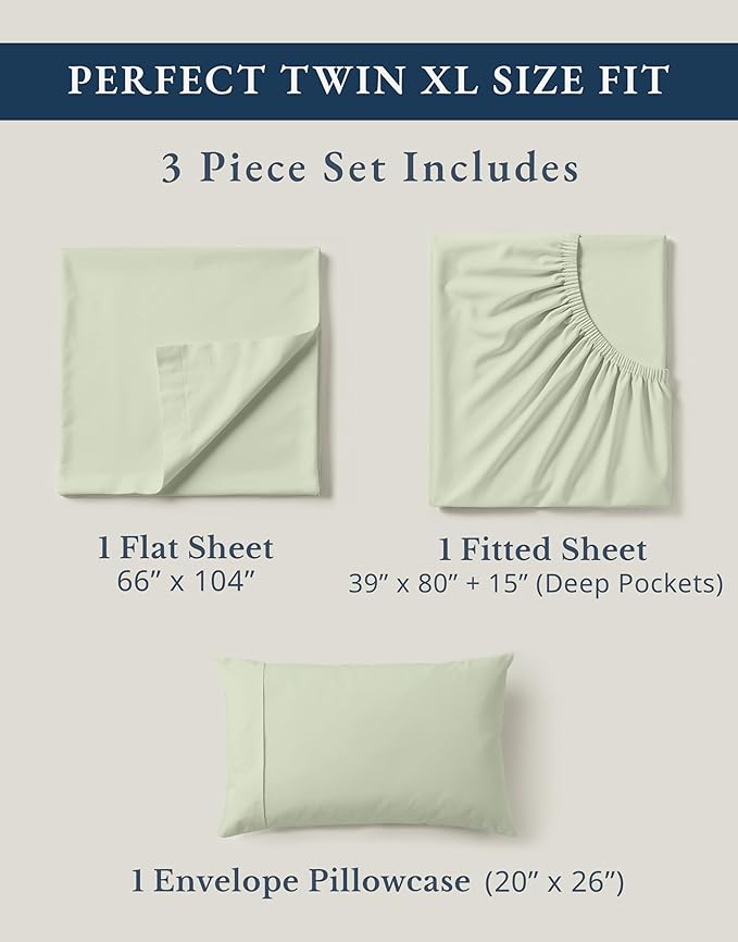 LANE LINEN 100% Mercerized Organic Cotton Twin XL Sheets Set, Soft & Comfy - Image 4