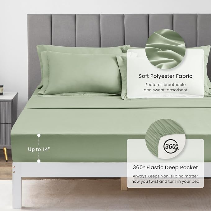 Love's cabin Full Comforter Set Sage, 7 Pieces Full Bed in a Bag, All Season - Image 4