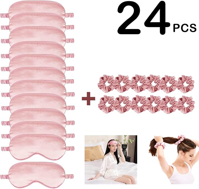 24Pcs Satin Eye Mask Silk Sleep Masks Silky Eyes Cover Blackout Blindfold - Image 2