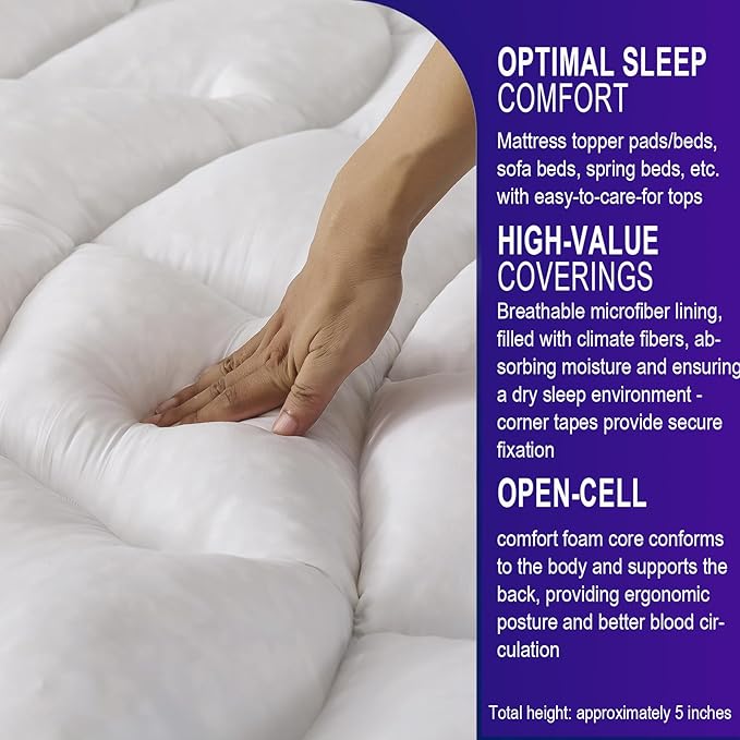 SHOUREN Memory Foam Mattress Topper Queen - Image 4