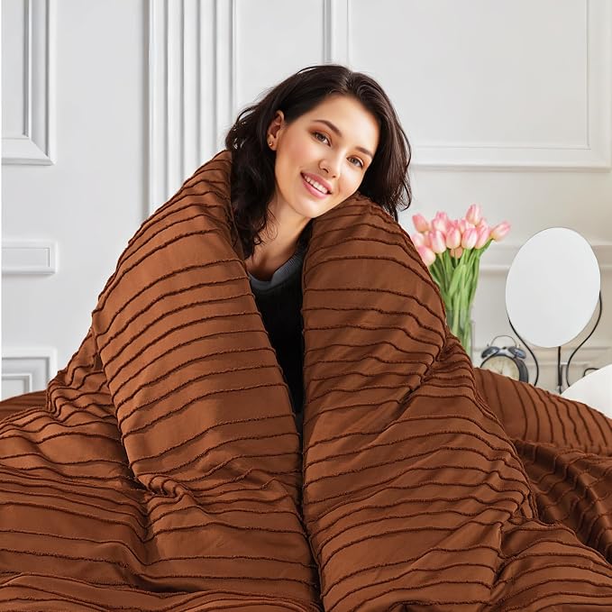 NEXHOME PRO Twin Duvet Cover, Brunt Orange 2 Pieces Boho Tufted Duvet Cover Set - Image 3