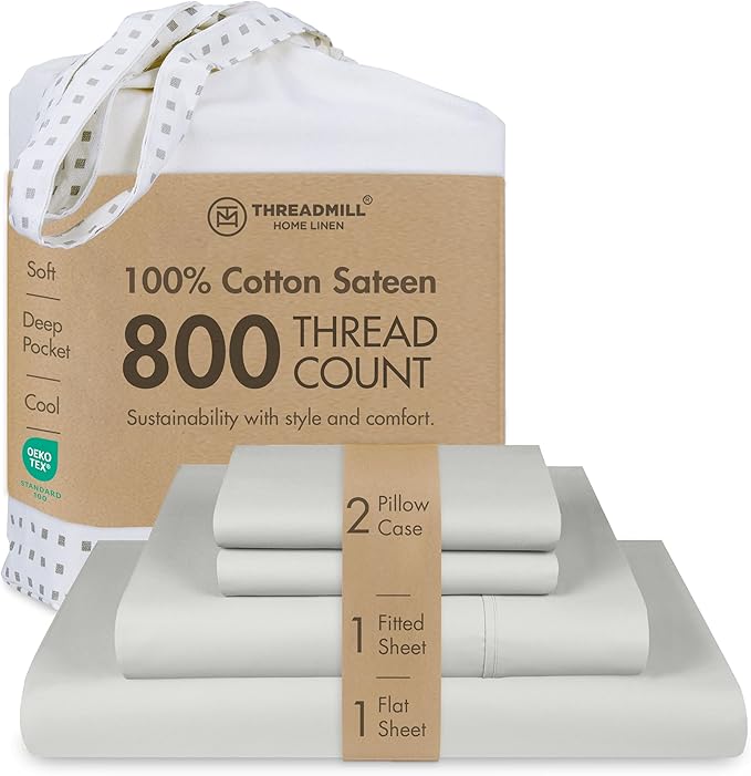 Threadmill Luxury 800 Thread Count King 100% Cotton Sheets by ThreadmillHomeLinen