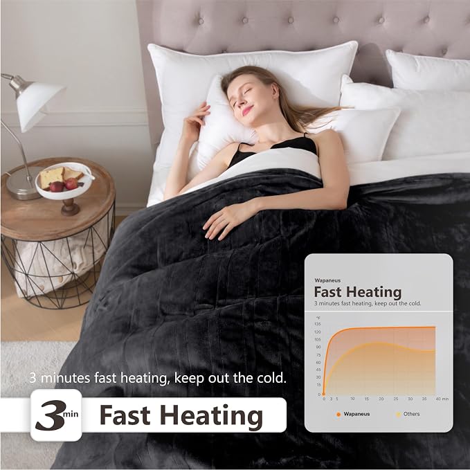 Wapaneus Heated Blanket Electric Queen Size 84"x90"-Dual Control - Image 3