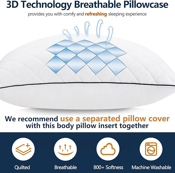 1 MIDDLE ONE Body Pillow, Memory Foam Body Pillows - Image 4
