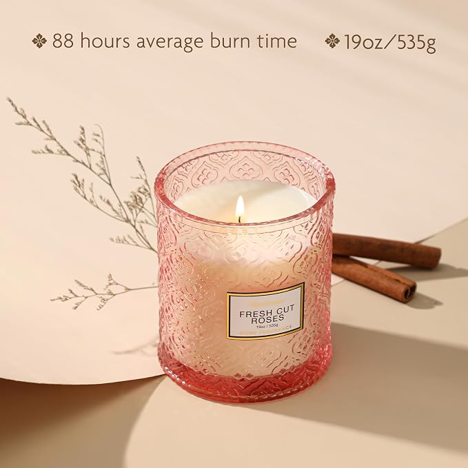 Rose Scented Candles, Valentine Luxury Large Decorative Candle in Glass - Image 4