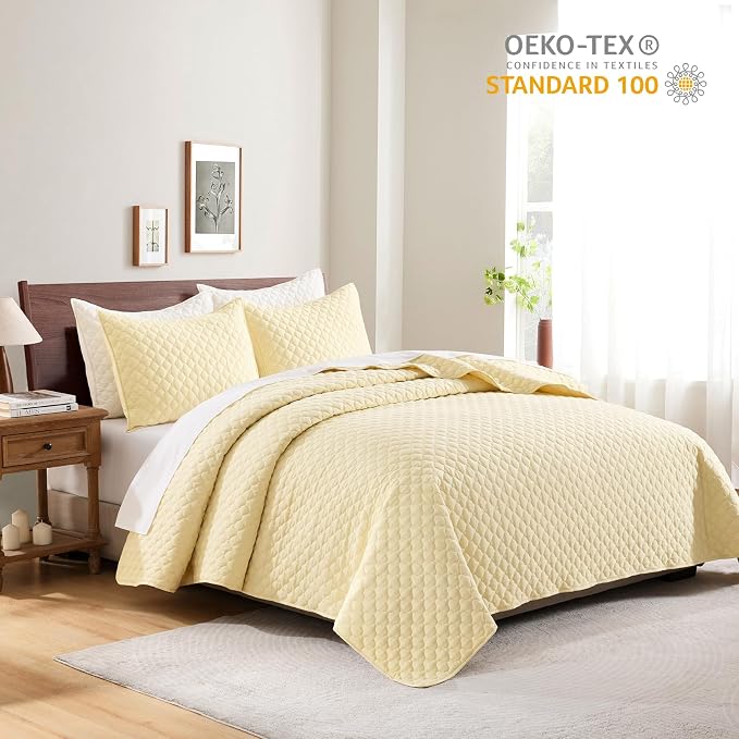 HORIMOTE HOME Quilt King Size Light Yellow, Lightweight Quilt - Image 5