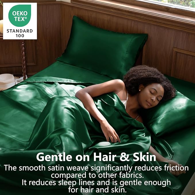 CozyLux Satin Sheets Queen Size Bed Set - Image 2