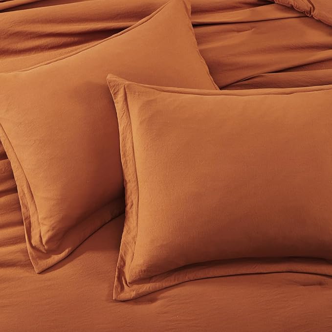 WRENSONGE Oversize King Size Comforter Sets, 7 Pieces Soft Burnt Orange Fall - Image 7