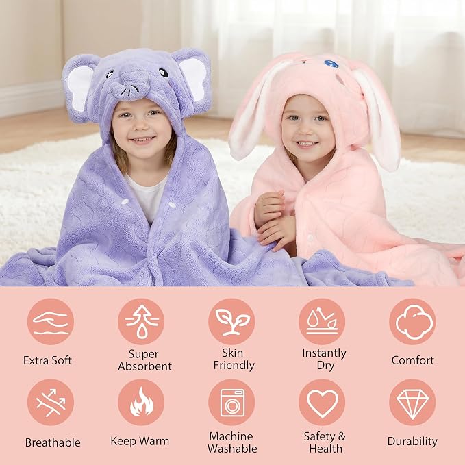 6 PCS Toddler Bath Towel Set for Boy Girl 0-5 Year, Ultra Soft Gifts for Infant - Image 3