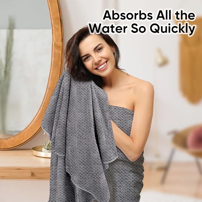 HOMEXCEL Grey Bath Towels 2 Pack, Microfiber Bathroom Towel, Super Soft Highly - Image 5
