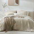 WRENSONGE Full Size Comforter Sets- 7 Pieces Soft Light Oatmeal Bed in a Bag by WRENSONGE