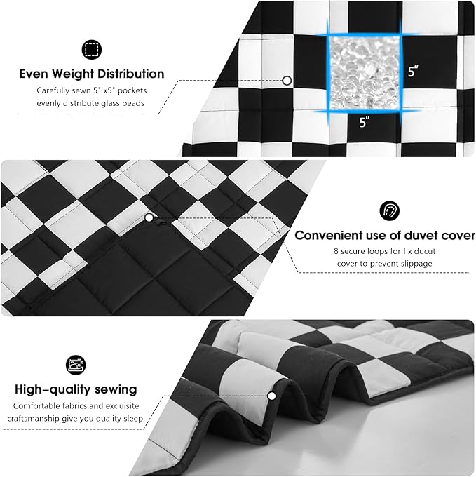 Black Checkered Weighted Blanket - Image 5