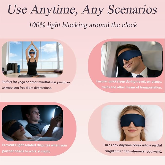 Silk Sleep Eye Mask for Side Sleeper Men Women, Eye Mask Sleeping 100% 22 Momme - Image 6