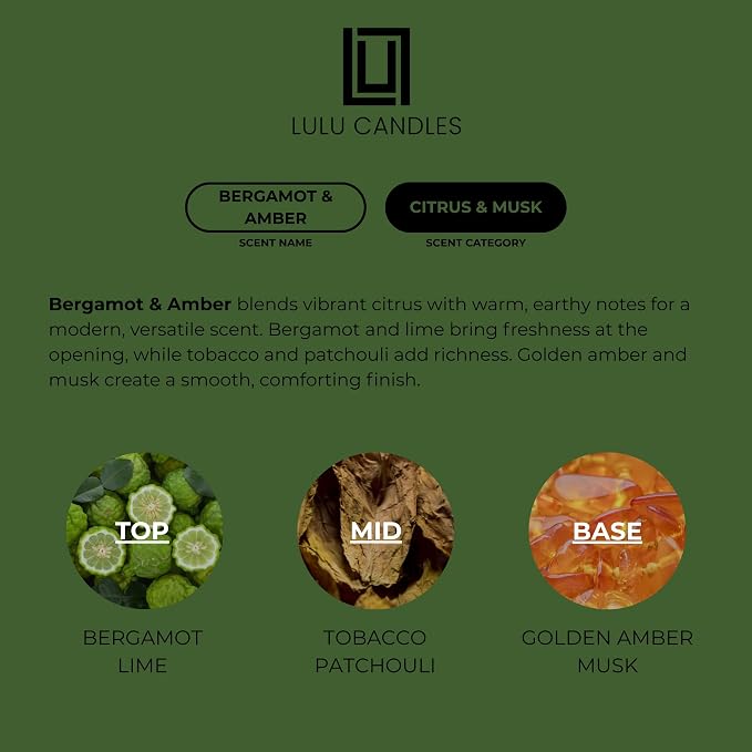 Lulu Candles | Bergamot & Amber | Smells Like Citrus & Musk | Luxury Scented - Image 4
