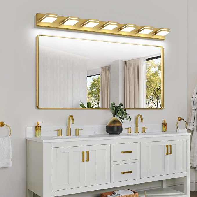 SineRise LED Modern Bathroom Vanity Light Fixtures, Brass Modern Acrylic - Image 8
