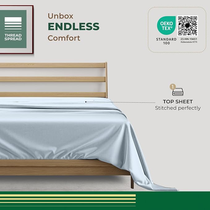 THREAD SPREAD 100% Organic Cotton Percale Flat Sheet California King Size - Image 3