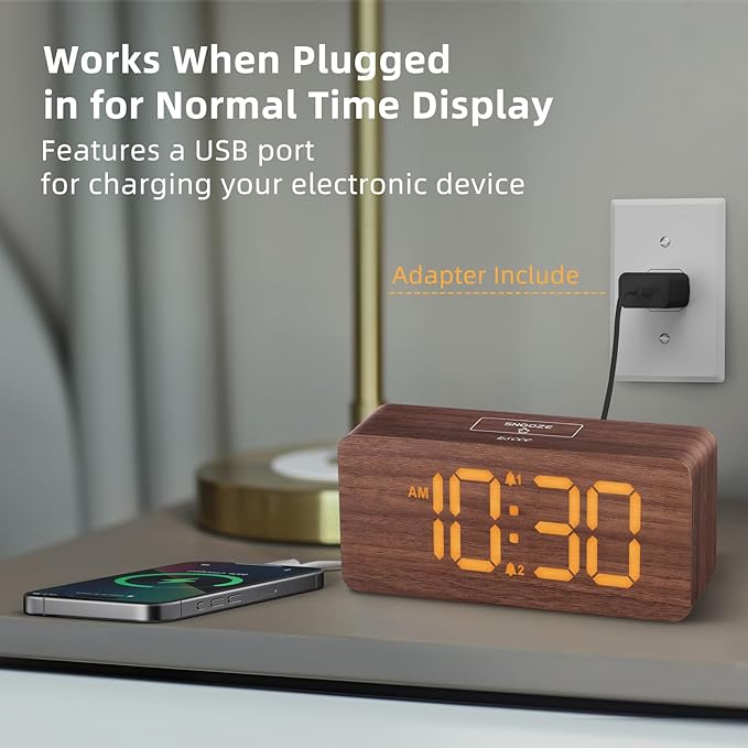uscce Wooden Digital Alarm Clocks - Image 3