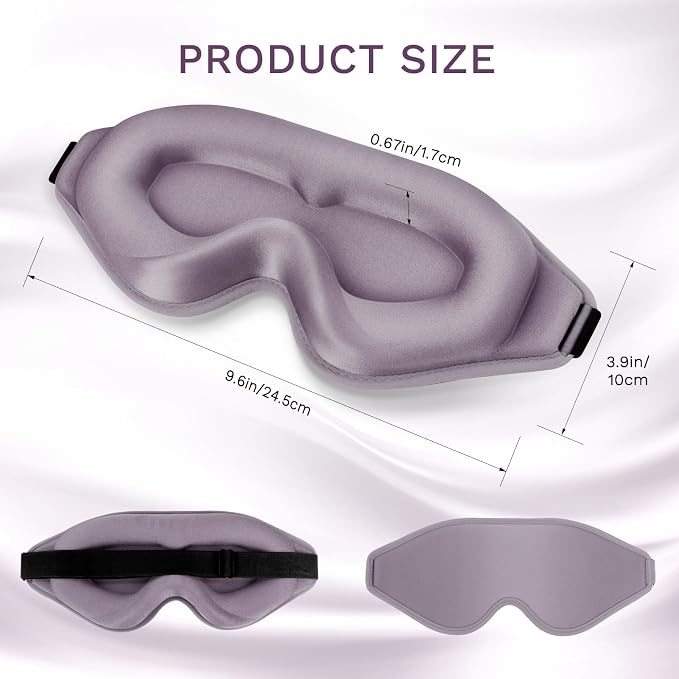 99% Fully Block Out Light Eye Sleep Mask, 3D Deep Contoured Eyes Cover Zero - Image 2