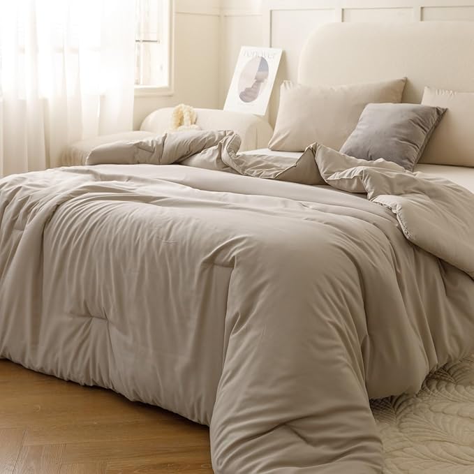 ROSGONIA Oversized King Comforter Oatmeal, Lightweight Oversized King Size - Image 4