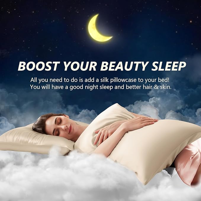 Silk Pillow Cases 2 Pack King Size Mulberry Silk Pillowcase Set of 2 - Image 3