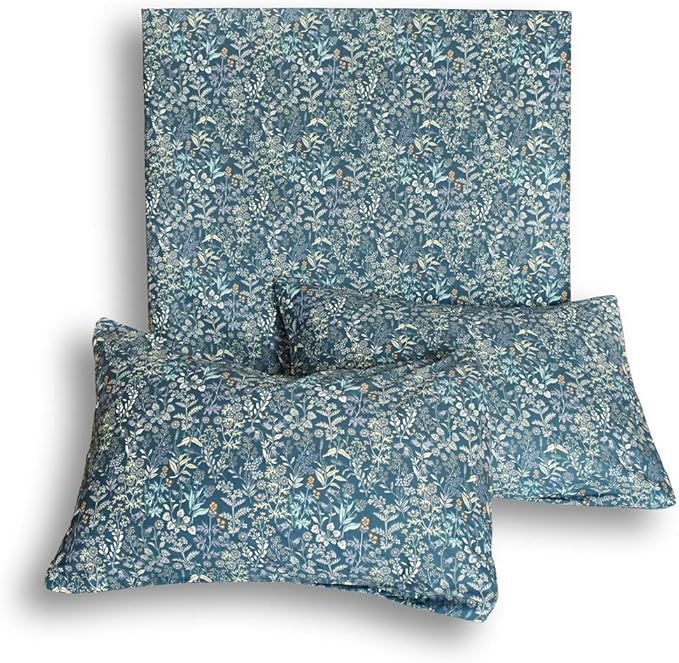 mixinni Blue Floral Duvet Cover King Size Cotton Flowers Pattern King Bedding - Image 7
