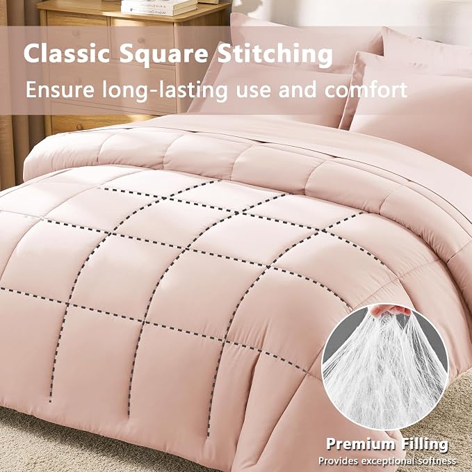 CozyLux King Size Comforter Set Blush Pink - Image 4