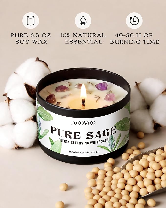 AOOVOO 2 Pack Sage Candles - Image 2