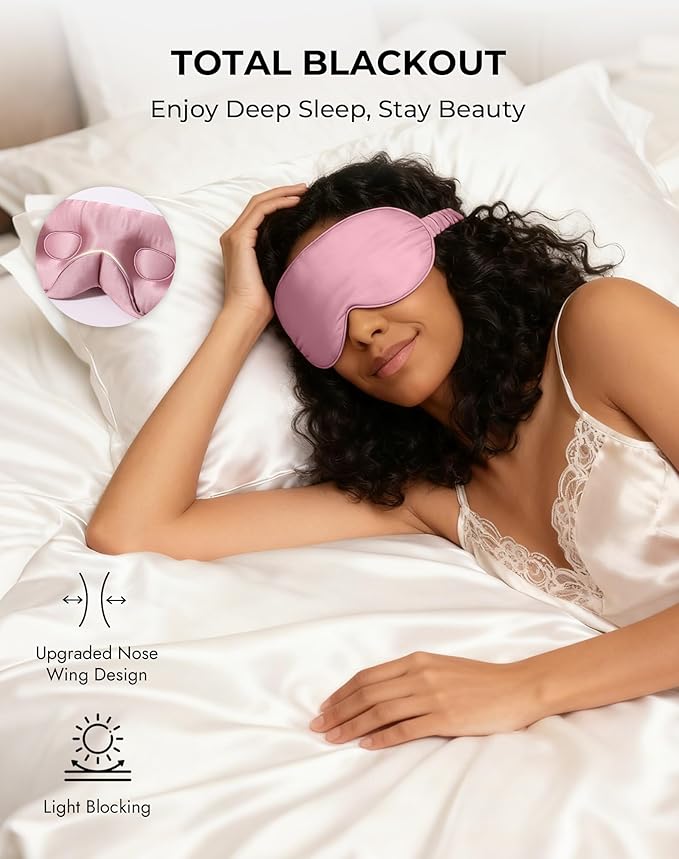 SilkSilky 100% 22 Momme Mulberry Silk Sleep Mask – Upgraded 3D Contoured Eye - Image 6