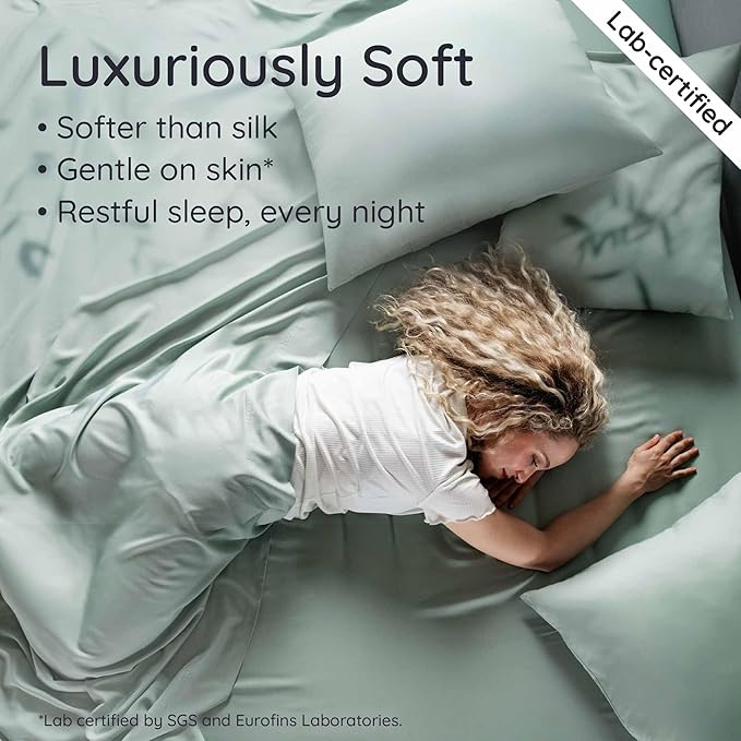Bambaw Fitted Sheet with Elastic Corner Straps, 100% Viscose Derived from - Image 4