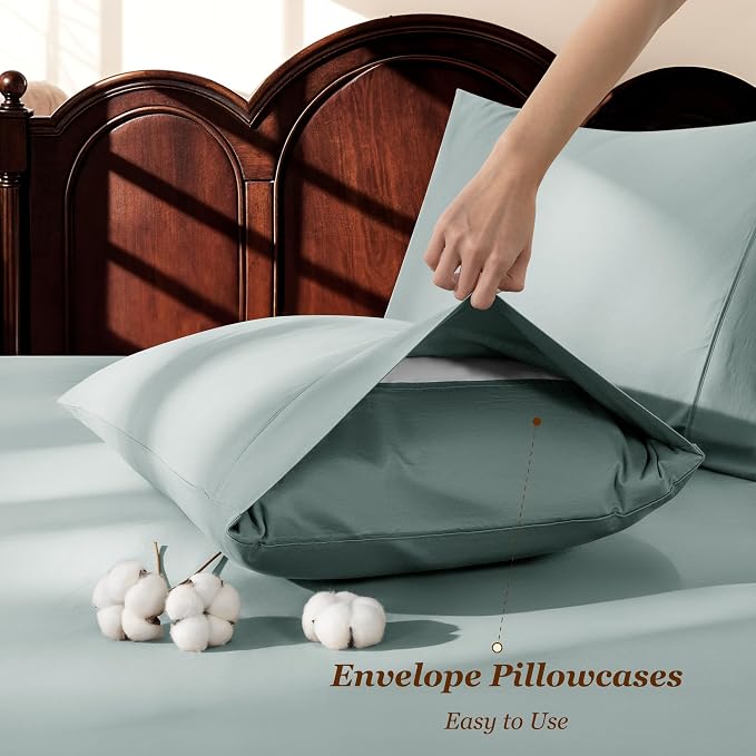 LBRO2M 1000 Thread Count 100% Egyptian Cotton Sheets Set Queen Size, 4 Piece - Image 6