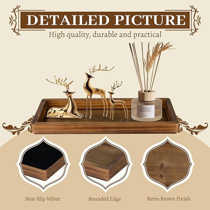 MAONAME Bathroom Vanity Tray, Rustic Long Narrow Tray, Rectangle Farmhouse Wood - Image 3