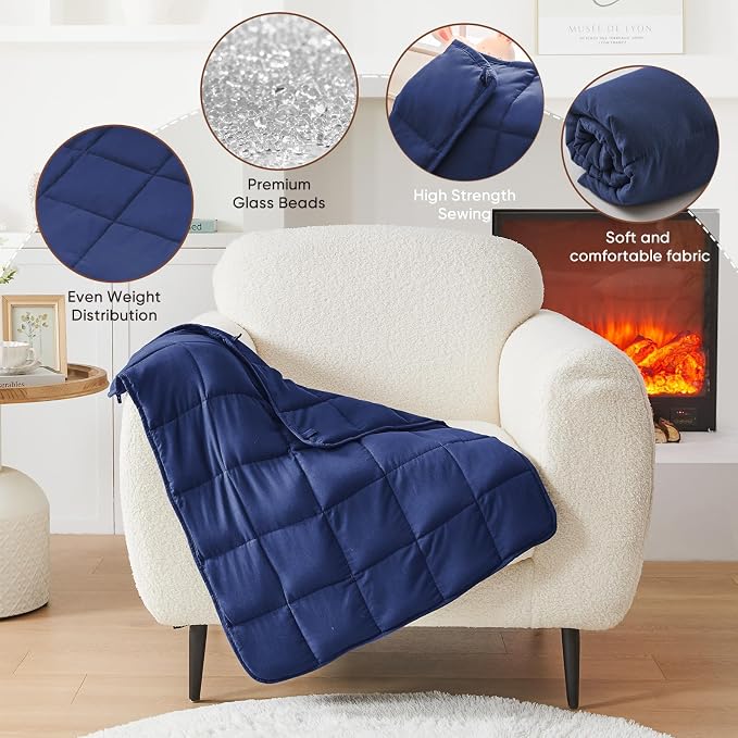 Weighted Lap Blanket for Adults 7lbs, Portable Travel Weighted Blankets - Image 7