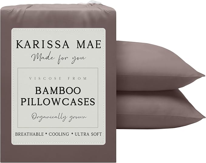 Karissa Mae Cooling Bamboo Viscose Standard Size Pillowcase Set | 100% by KARISSAMAE