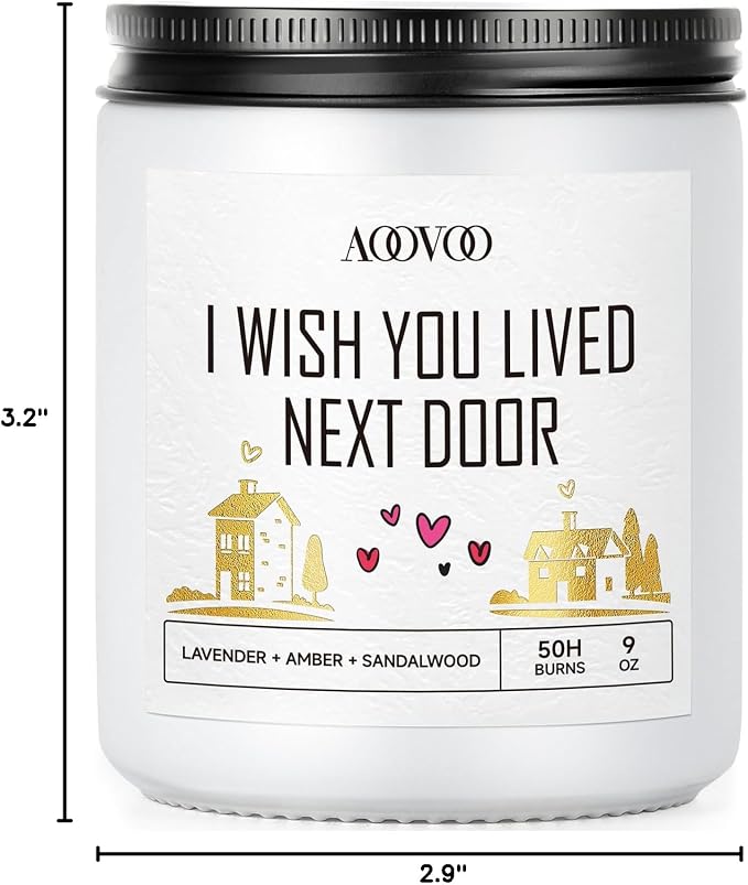 AOOVOO Candle - 9oz Soy Wax Scented Candles, I Wish You Lived Next Door Candles - Image 9
