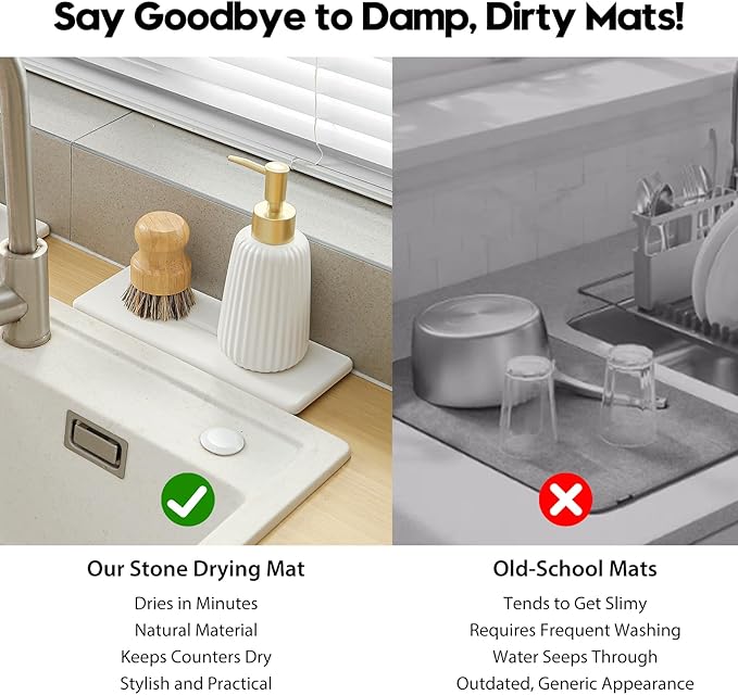 2 Pack Diatomite Stone Sink Tray, Water Absorbing Mat - Image 2