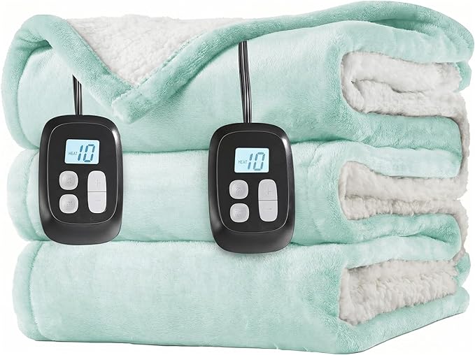 LaffyLo Electric Heated Blanket King Size 90 x 100, Dual Control, Fast Heating by LAFFYLO