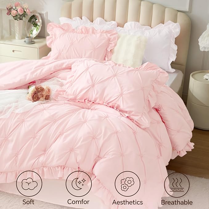 BEDELITE Baby Pink Comforter Set Queen - Image 2