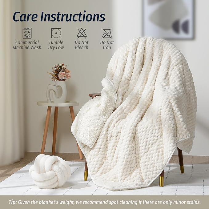 Wemore Fleece Weighted Blanket for Adults, Dual Sided Cozy Soft Sherpa Heavy - Image 6