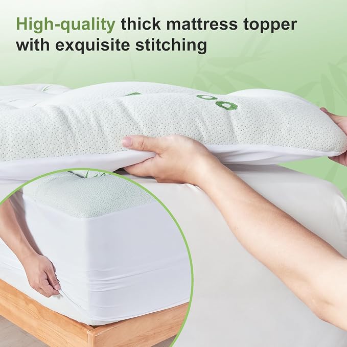 King Size Mattress Topper Viscose Derived from Bamboo, Soft Thick Pillow Top - Image 5
