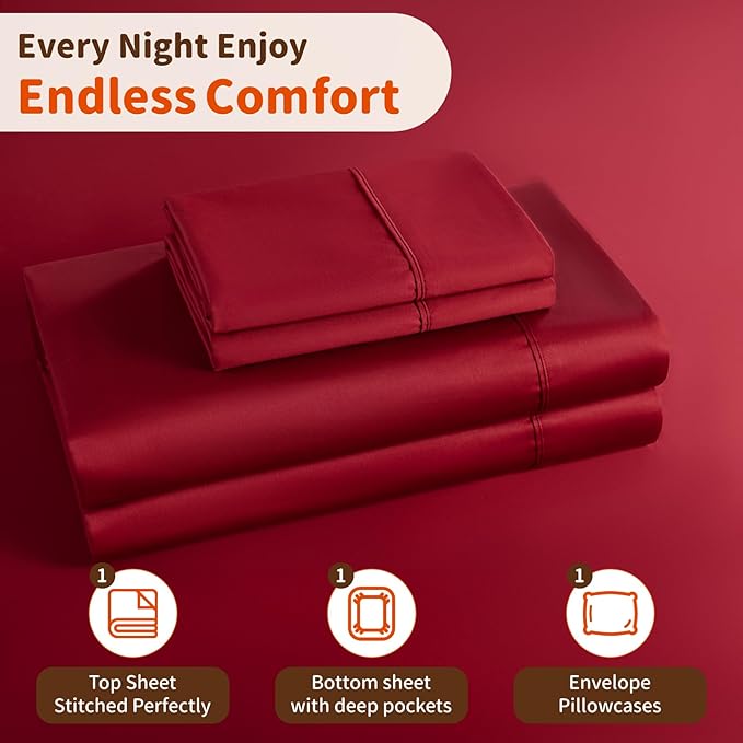 LBRO2M 1000 Thread Count 100% Egyptian Cotton Sheets Set Twin XL, 3 Piece Sets - Image 5