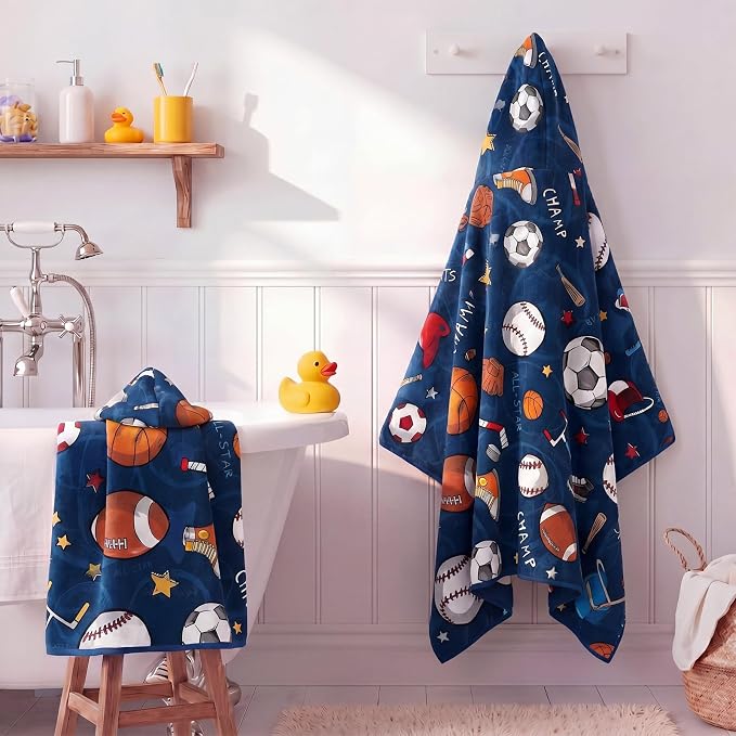 Peryiter 1 Pcs Ball Hooded Bath and Beach Towel 100% Cotton Pool Towels - Image 2