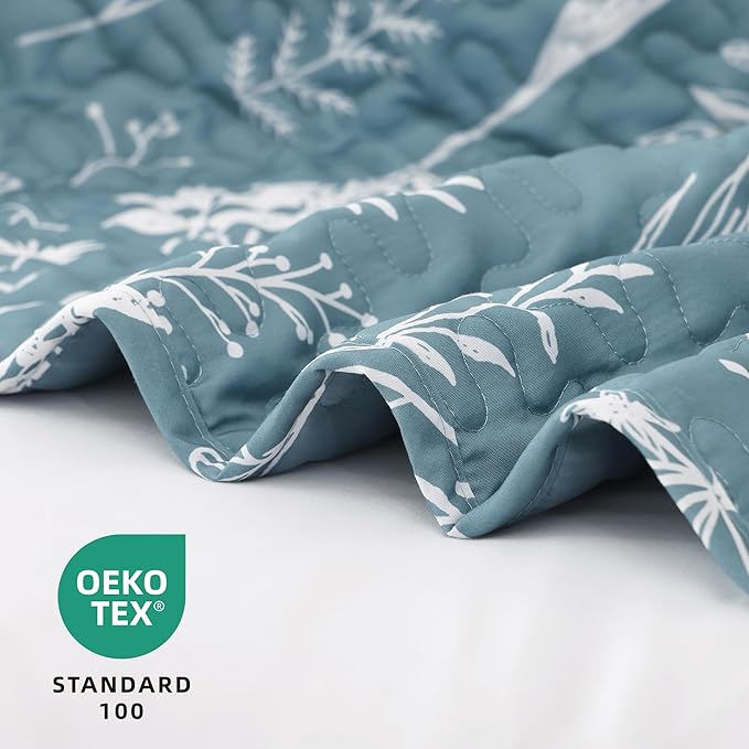 JANZAA Quilts Queen Size Bed Spread Botanical 3 Pieces Quilts Queen Size Sets - Image 2