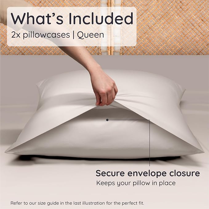 Bambaw 100% Viscose Derived from Bamboo Pillowcase Queen Size – Set of 2 Queen - Image 2