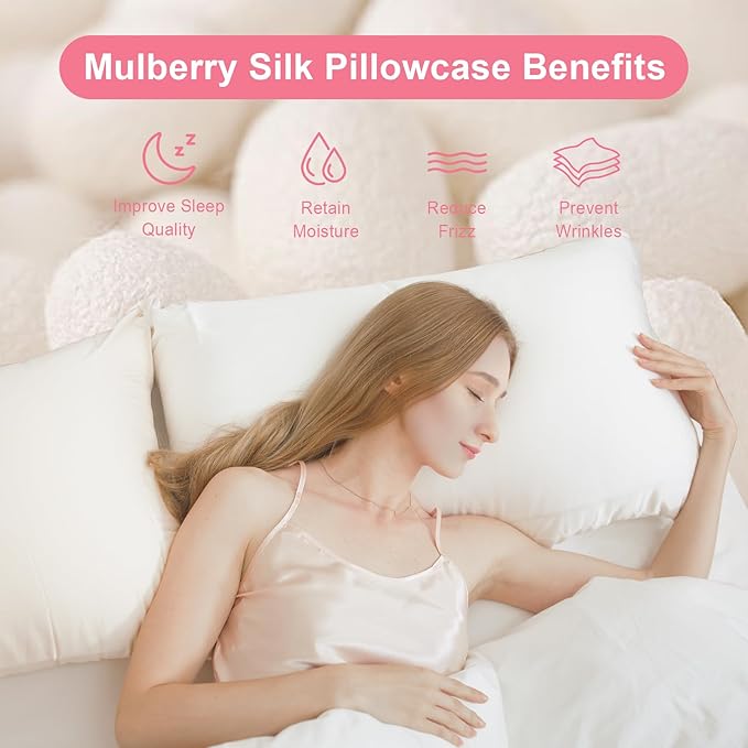 100% Silk Pillowcase 2 Pack for Hair and Skin, Both Sides 23 Momme Grade 6A+ - Image 2