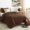 CozyLux Twin Comforter Set Brown, 2 Pieces Twin Extra Long Solid Breathable by CozyLux