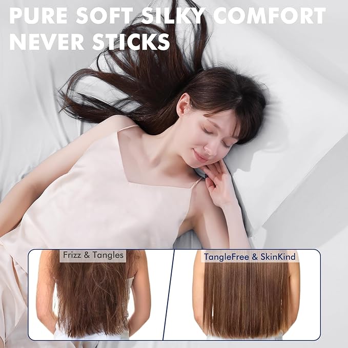 Elegear Cooling Pillow Cases for Hot Sleepers, Soft Silky Pillowcases for Hair - Image 6